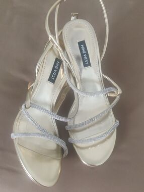 Nine West Metallic Gold Strappy Heeled Sandals